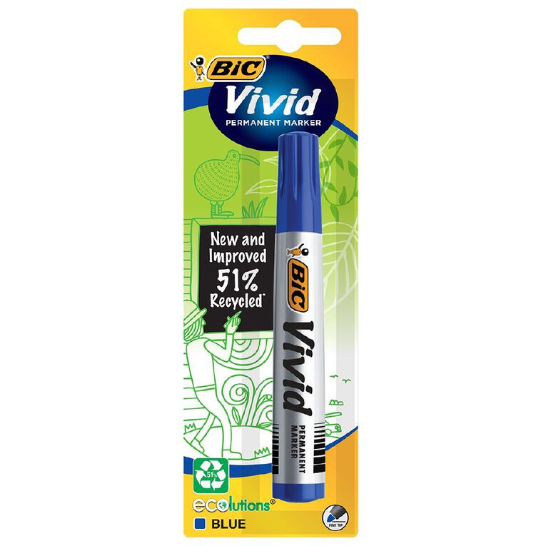 Bic Vivid Permanent Marker Ecolution Blue 1 Pack, , hi-res