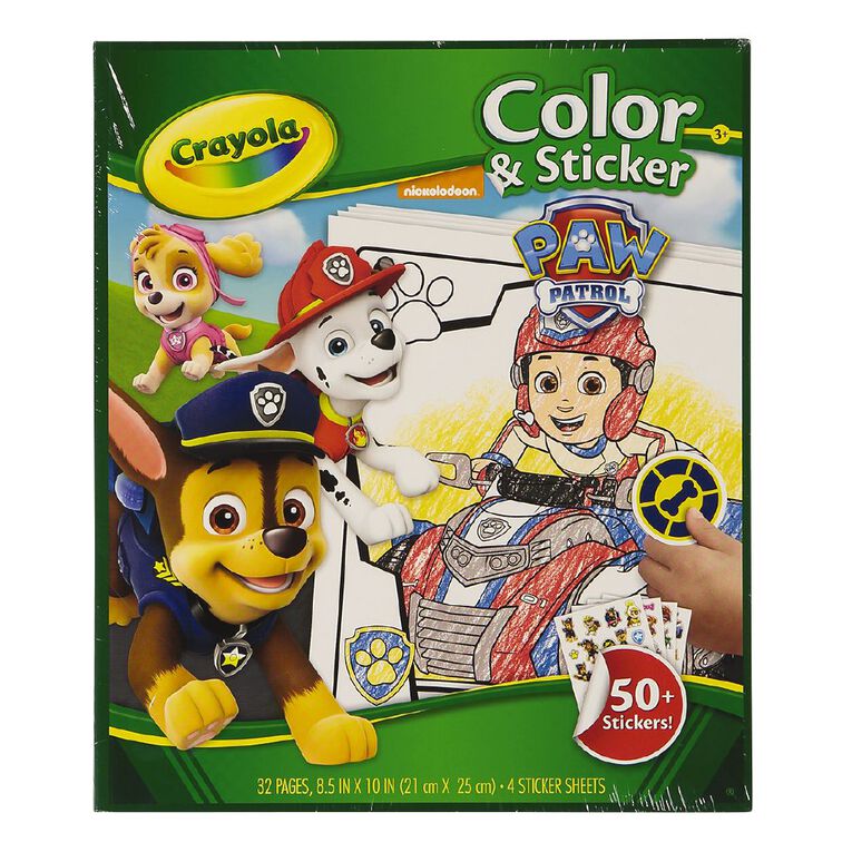 Crayola Paw Patrol Colour & Sticker Book 32 Pages, , hi-res
