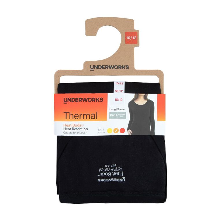 Underworks Women's Heatbods Top, Black, hi-res