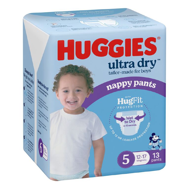 Huggies Ultra Dry Nappy Pants Walker Boy 13 Pack Size 5 12-17kg, , hi-res