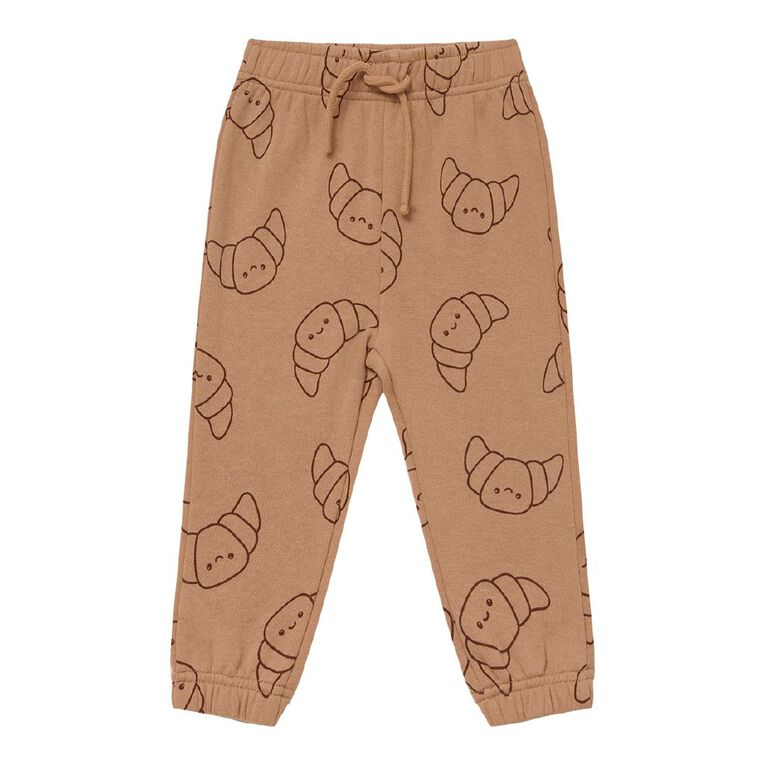 Young Original Babies' Printed Trackpants, Brown Mid CROISSANT, hi-res