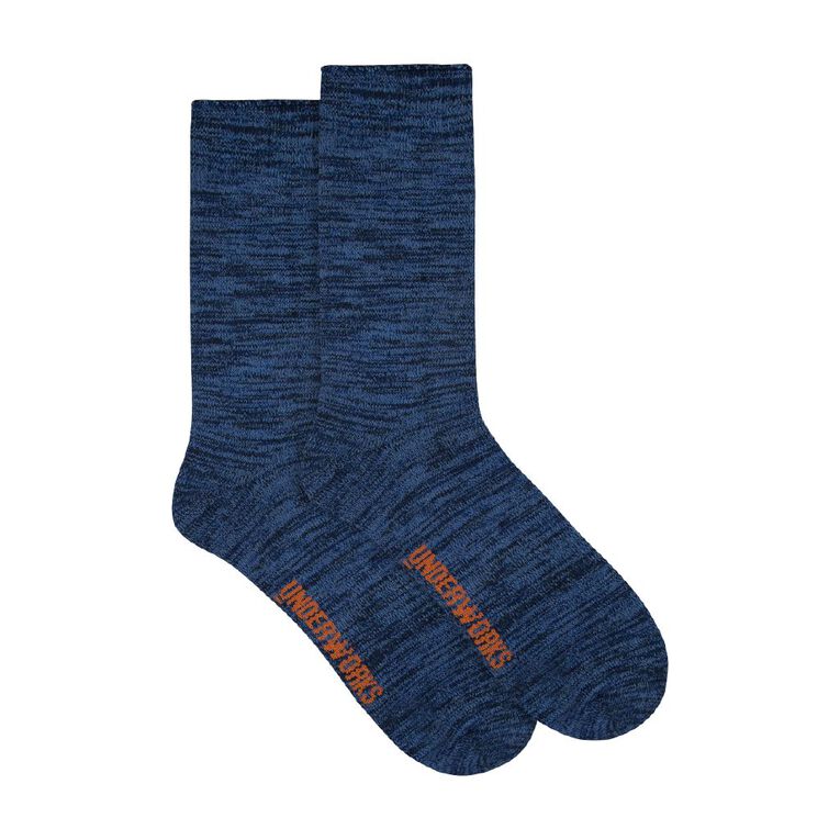 Underworks Men's Outdoor Crew Socks 1 Pack, Navy, hi-res