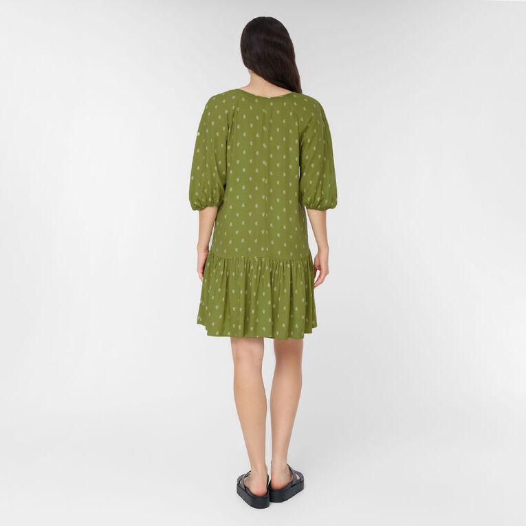 H&H Women's Short Sleeve Bouson Boho Dress, Green Mid, hi-res