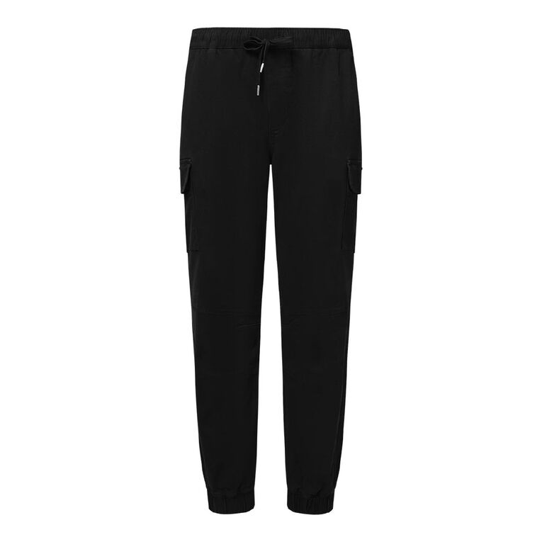 H&H Men's Elastic Waist Cargo Joggers, Black, hi-res