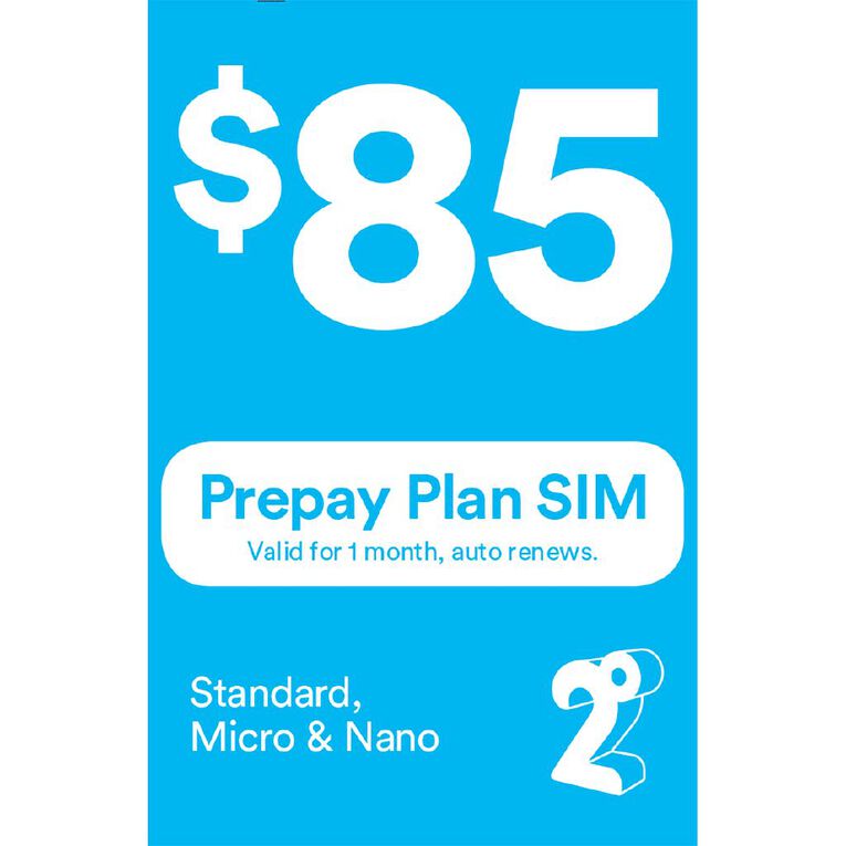 2degrees 85 Monthly Prepay Plan SIM The Warehouse