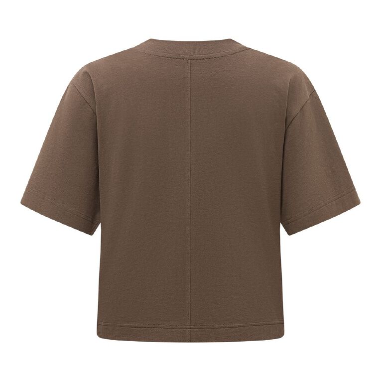H&H Women's Short Sleeve Smart Tee, Brown Mid, hi-res