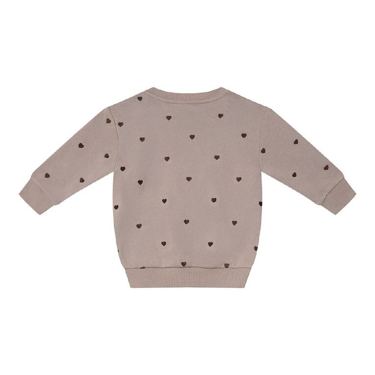 Young Original Toddler Girls' Embroidered Crew Sweatshirt, Brown Light, hi-res