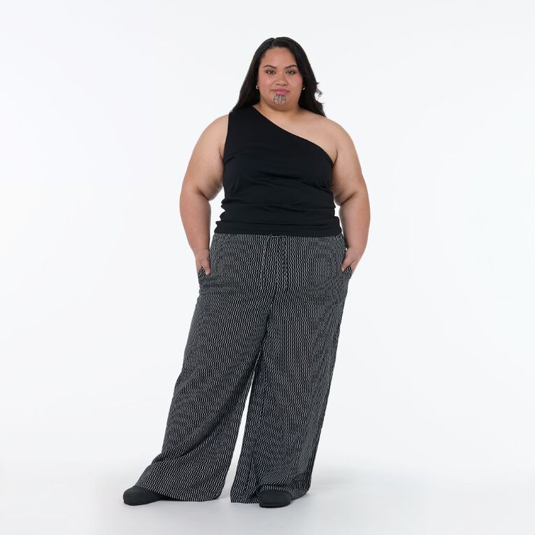 H&H Plus Women's Curve One Shoulder Tank, Black, hi-res