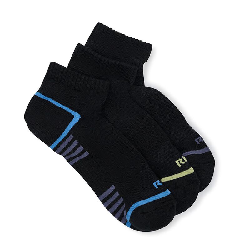 Rio Men's Active Low Cut Socks 3 Pack, Black, hi-res