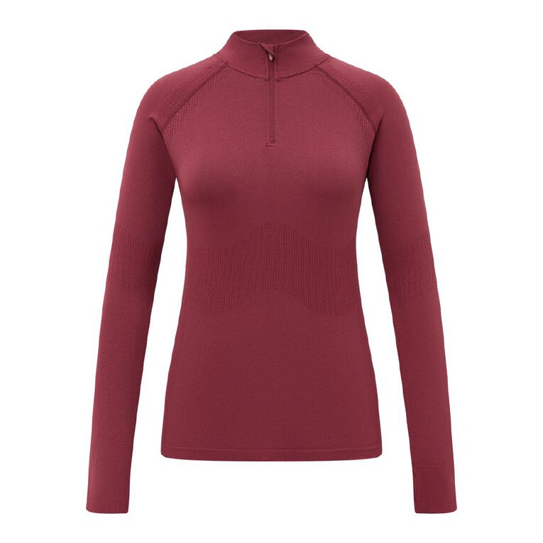 Active Intent Women's Quarter Zip Seamless Top, Red Dark, hi-res