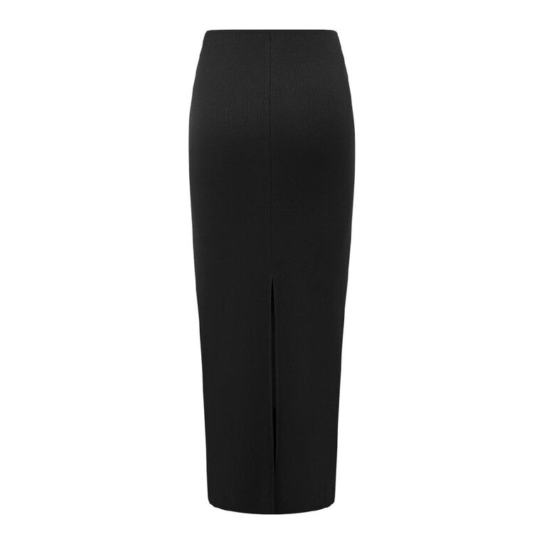 H&H Women's Rib Knit Maxi Skirt, Black, hi-res