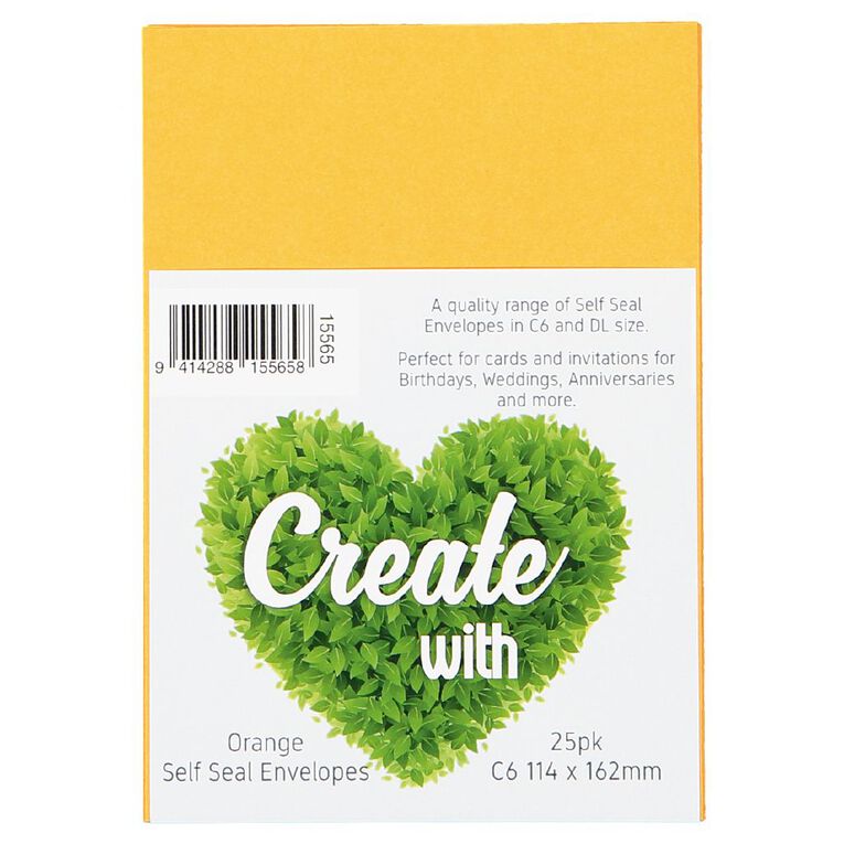 Create With C6 Envelopes Orange  25 Pack, , hi-res