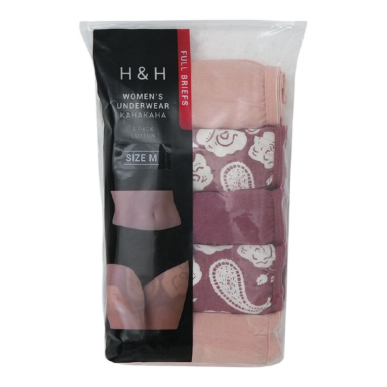 H&H Women's Full Briefs 5 Pack, Pink Mid, hi-res
