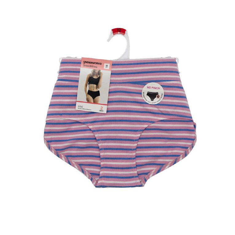 Underworks Women's Smooth Line Midi Briefs 2 Pack, Pink Light, hi-res