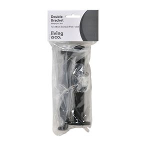 Living & Co Double Bracket Pack For 28mm Conduit Rod 2 Pack Black