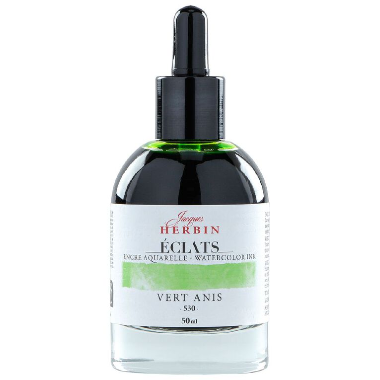 Jacques Herbin Eclats Watercolour Ink 530 50ml Anise Green Green, , hi-res