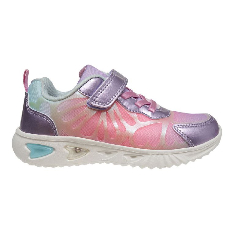 Young Original Senior Kids' Butterfly Light Up Sneakers, Purple Light, hi-res