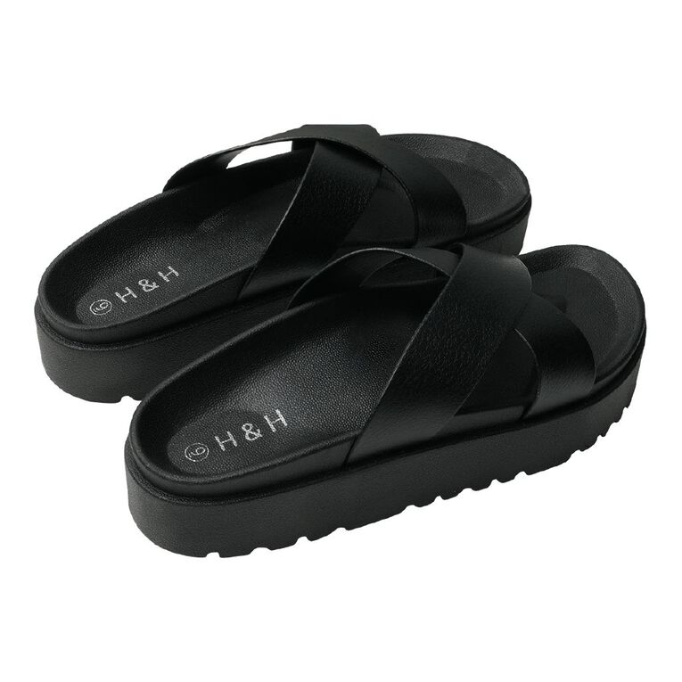 H&H Women's Crossover Emily Slides, Black, hi-res
