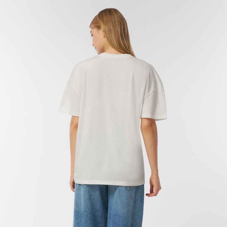 H&H Women's Short Sleeve Boyfriend Graphic Tee, Cream SPRITZ, hi-res