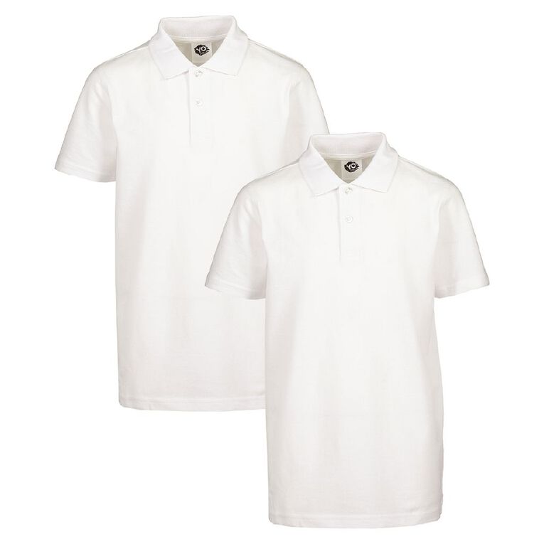 Young Original Kids' Plain Polo 2 Pack, White, hi-res