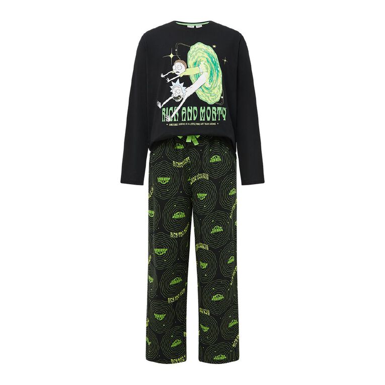 Rick and Morty Men's Knit Flannel Pyjama Set, Black, hi-res