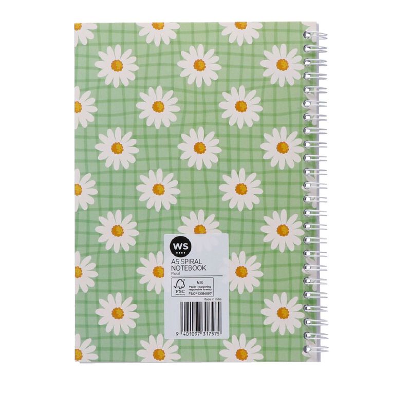 WS Spiral Floral Cover Notebook A5, , hi-res