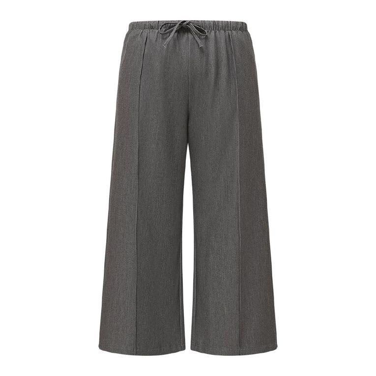 H&H Curve Women's Pintuck Wide Leg Suit Pants, Charcoal/Marle, hi-res
