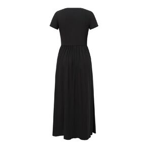 H&H Women's Short Sleeve Ribbed Bodice Midaxi