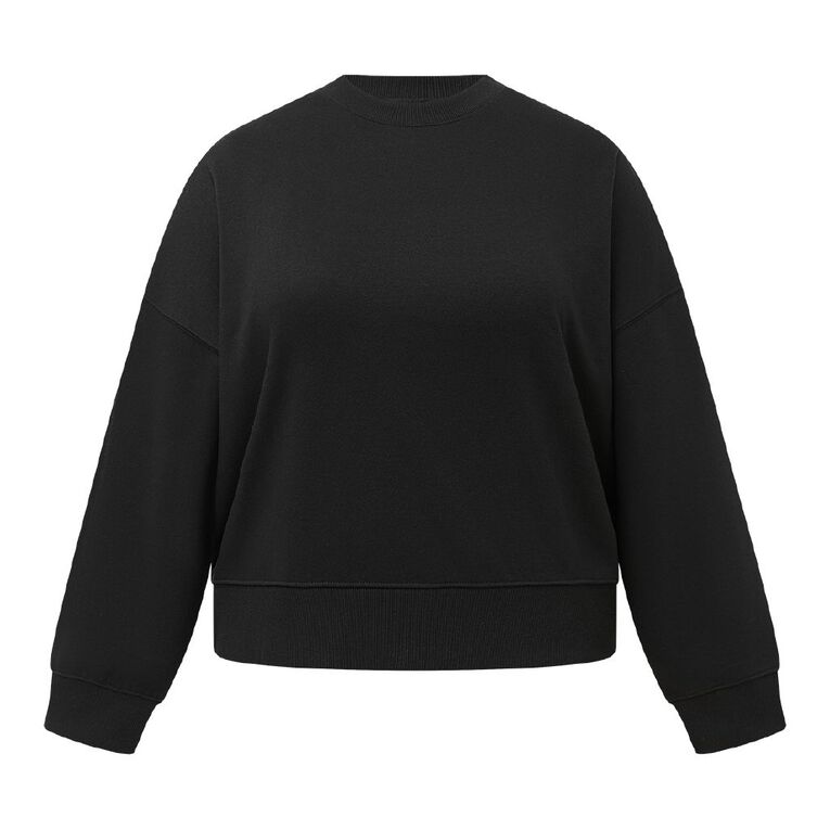 H&H Curve Women's Long Sleeve Crew Neck Sweater, Black, hi-res