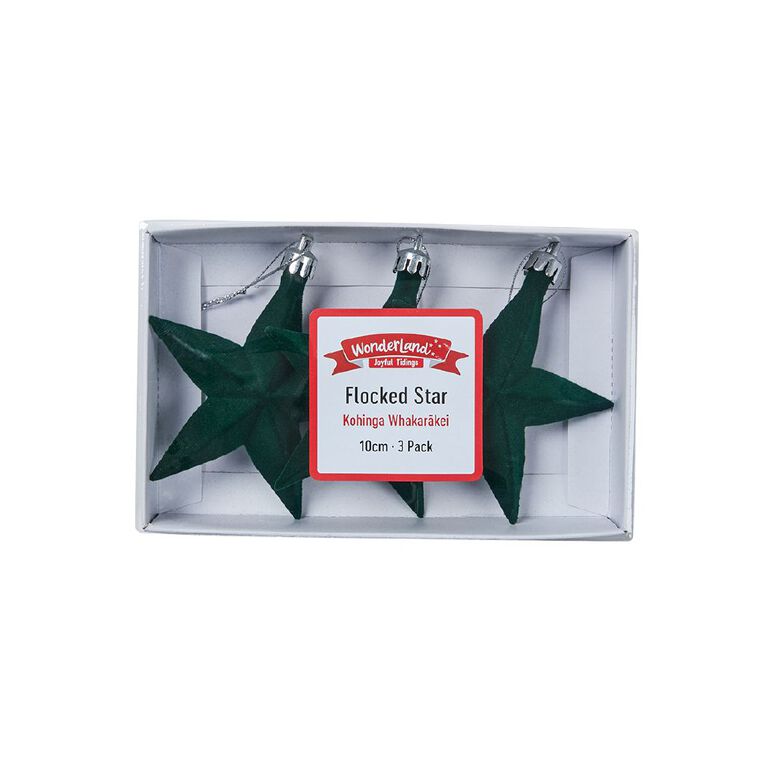 Wonderland Joyful Tidings Flocked Star Christmas Decorations Assorted, , hi-res