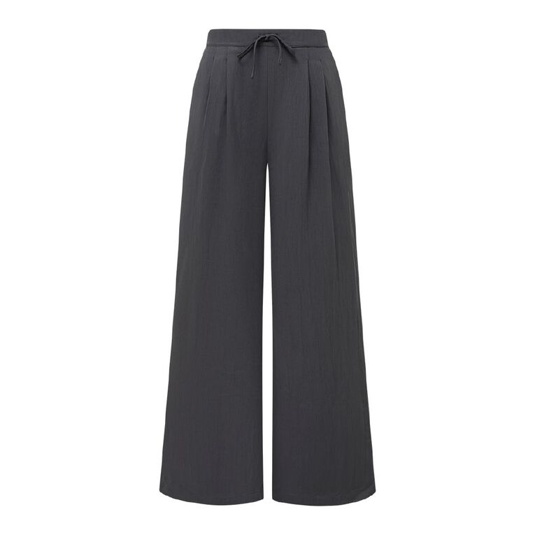 H&H Women's Textured Pleat Front Wide Leg Pants, Grey Dark, hi-res