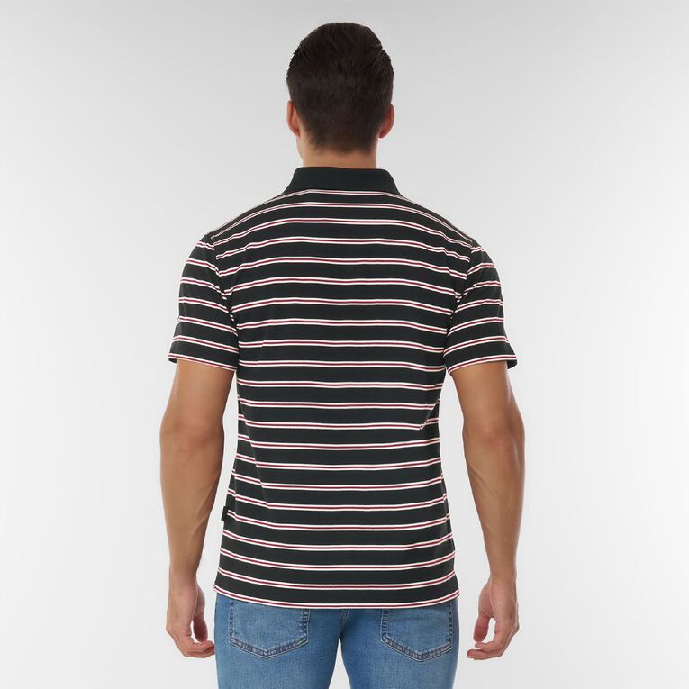 H&H Men's Stripe Polo, Black, hi-res