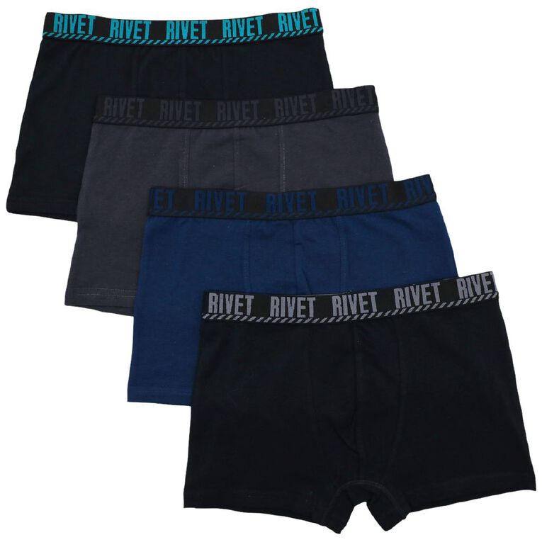 Rivet Boys' Trunks 4 Pack, Charcoal/Grey, hi-res