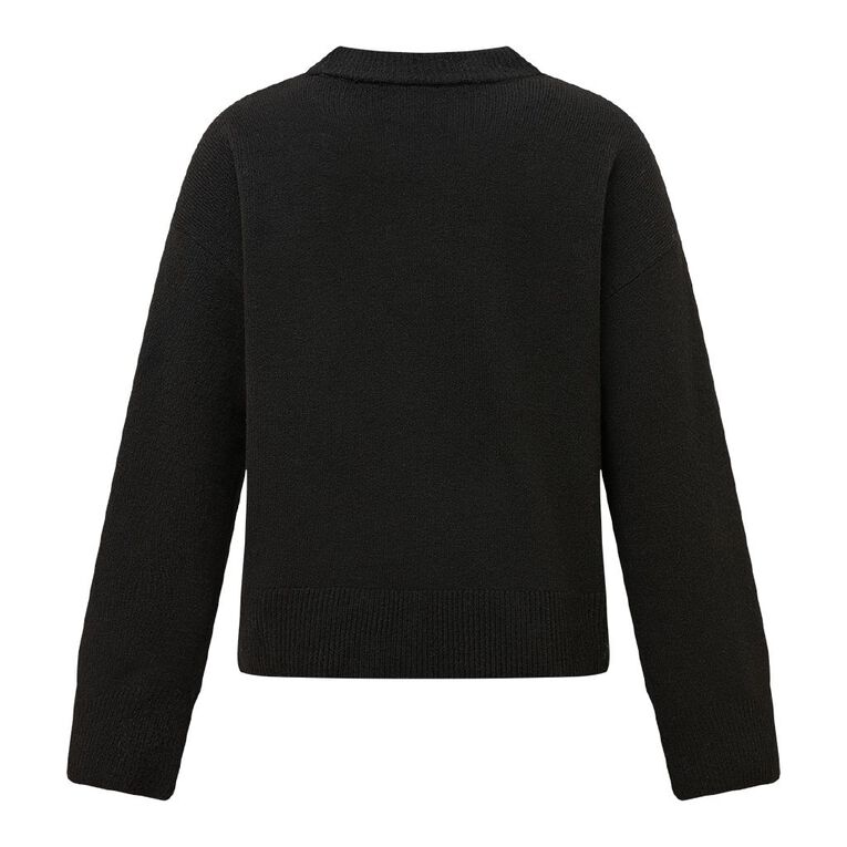H&H Women's Intarsia Knit Jumper, Black, hi-res
