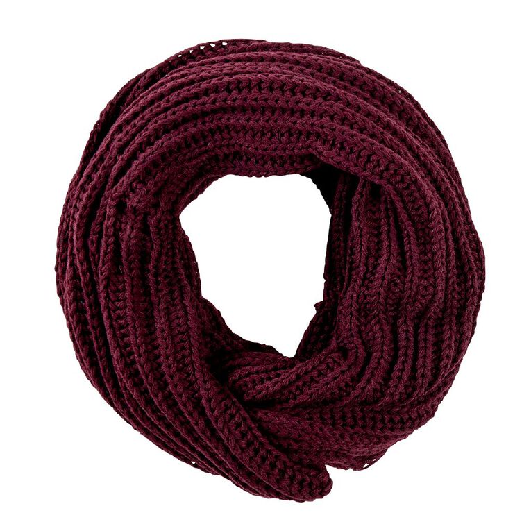 H&H Women's Chunky Snood, Red Dark, hi-res