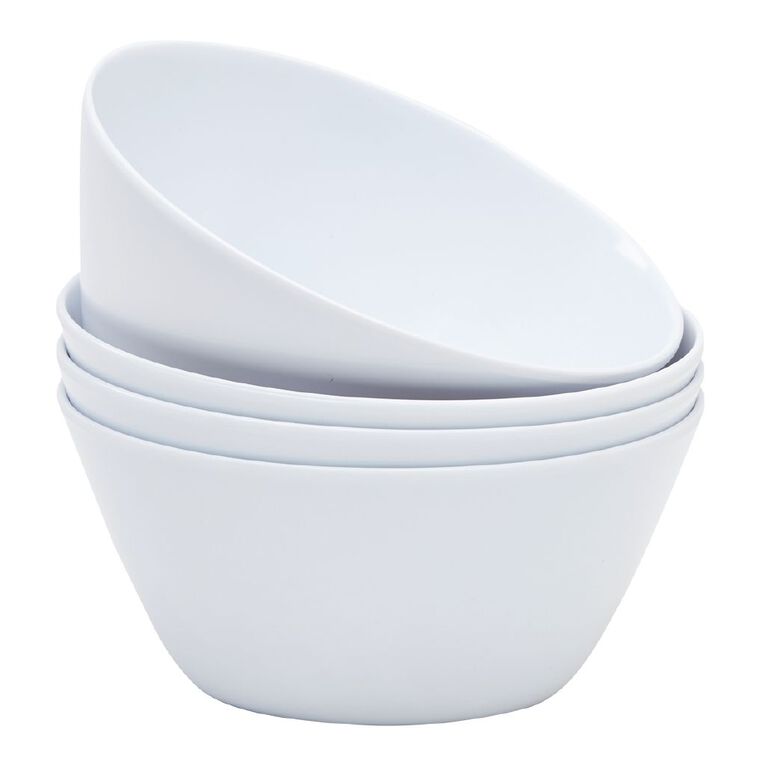 Living & Co Melamine Bowl Reusable White 4 Pack, , hi-res