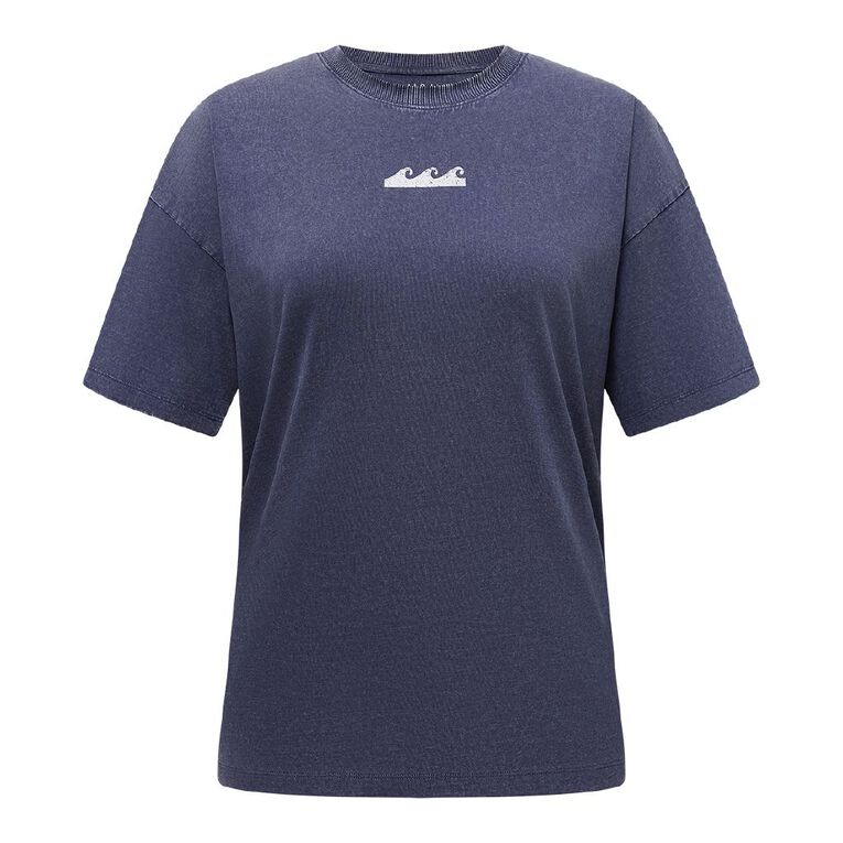 H&H Women's Oversized Boyfriend Graphic Tee, Blue Mid, hi-res