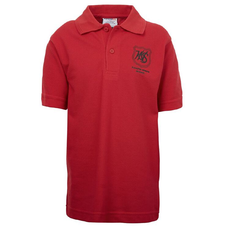 Schooltex Kaiapoi North Short Sleeve Polo with Transfer, Red Mid, hi-res