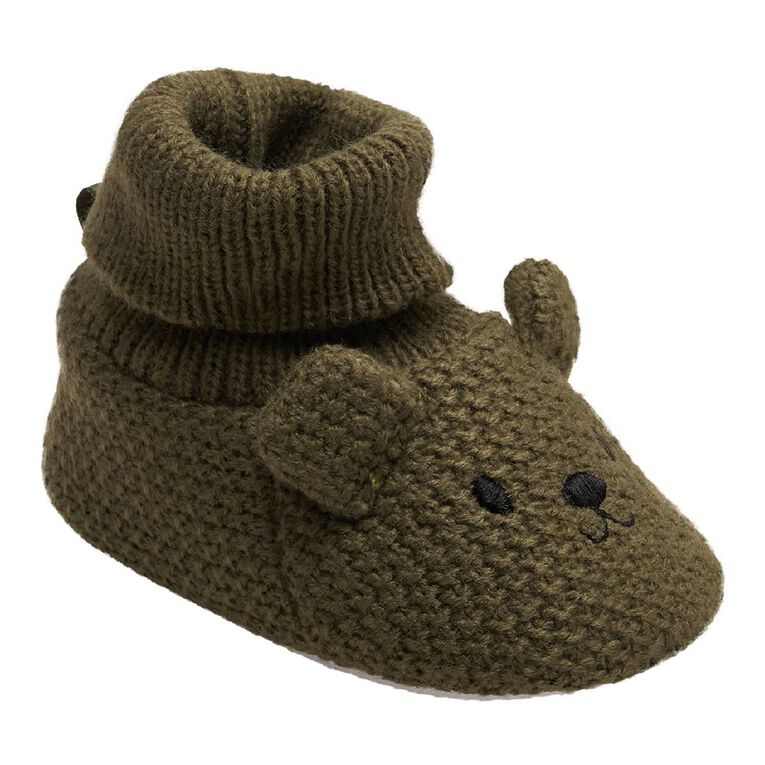 Young Original Infants' Knit Teddy Booties, Sage, hi-res