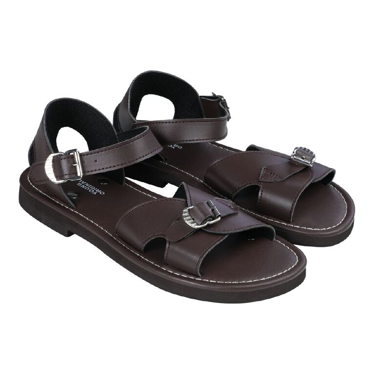 Young Original Senior Kids' Payton School Sandals, Brown Mid, hi-res