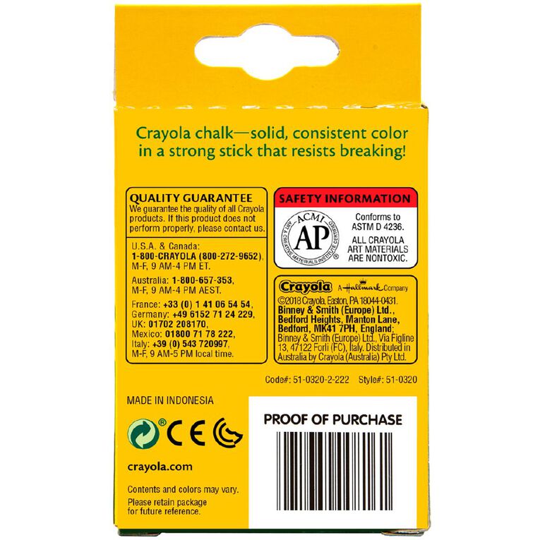 Crayola Chalk 12 Pieces White, , hi-res