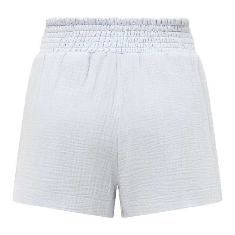 H&H Women's Shirred Muslin Shorts, Blue Light, hi-res