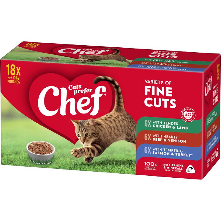 Chef Variety Lovers Loaf Pouches Cat Food 18 x 100g, , hi-res