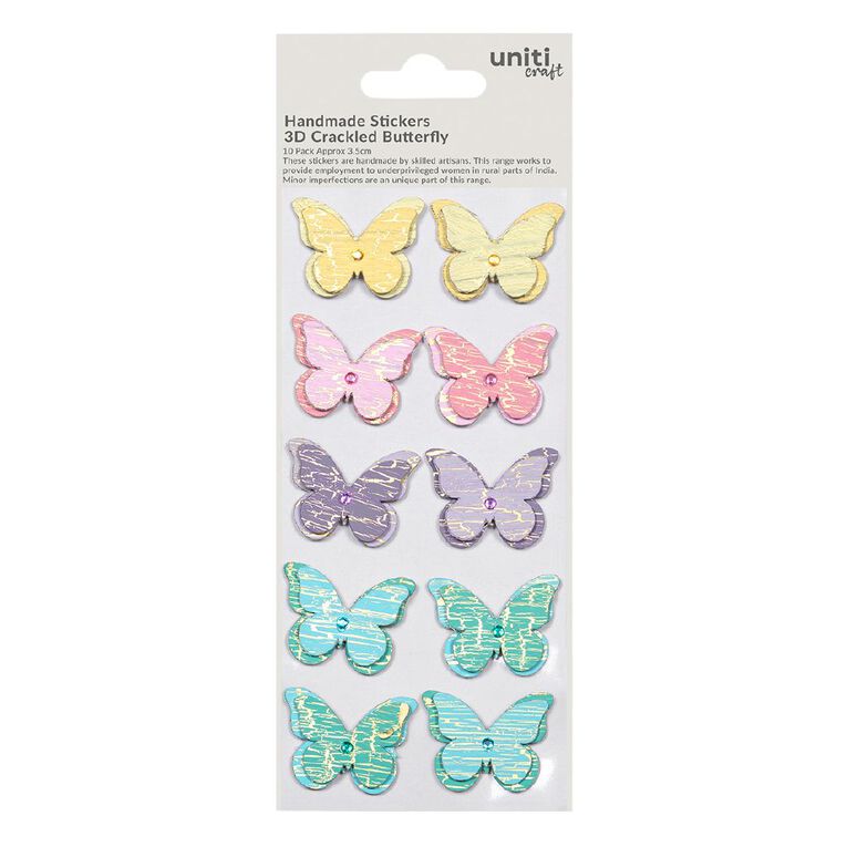 Uniti Craft 3D Embellishments Crackled Butterfly 10Pc Little Birdie, , hi-res