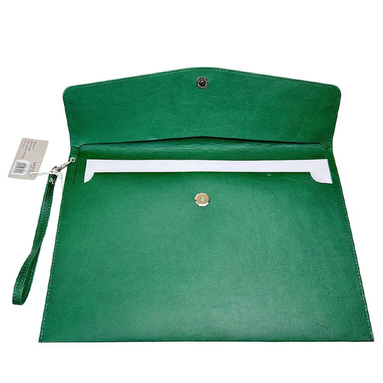 Uniti Stationery Pu Document Wallet A4 Green, , hi-res
