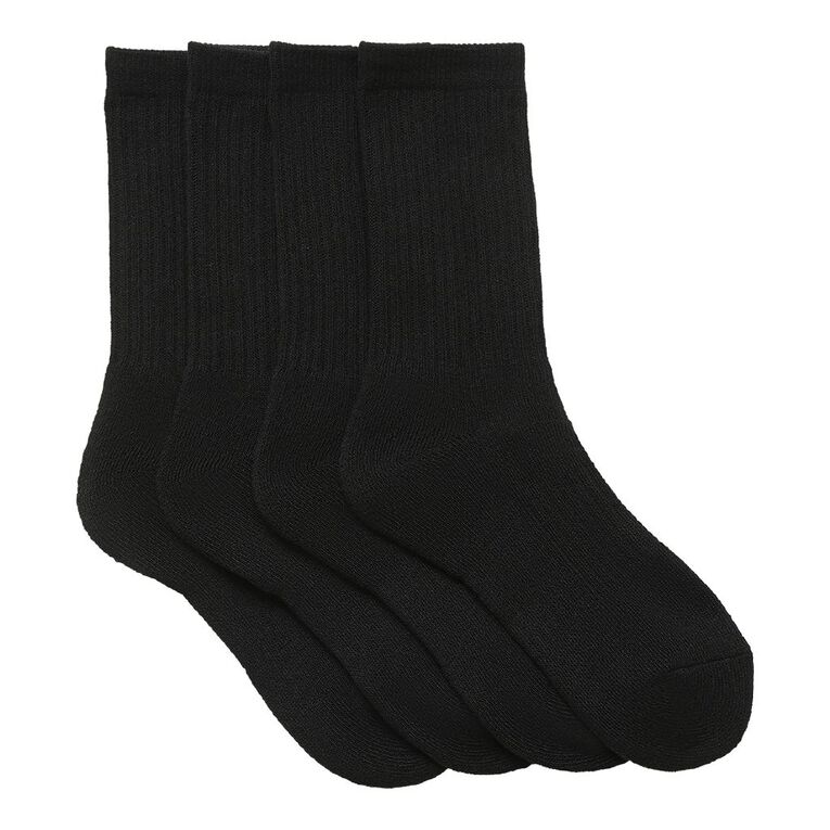 Active Intent Kids' Crew Socks 4 Pack, Black, hi-res