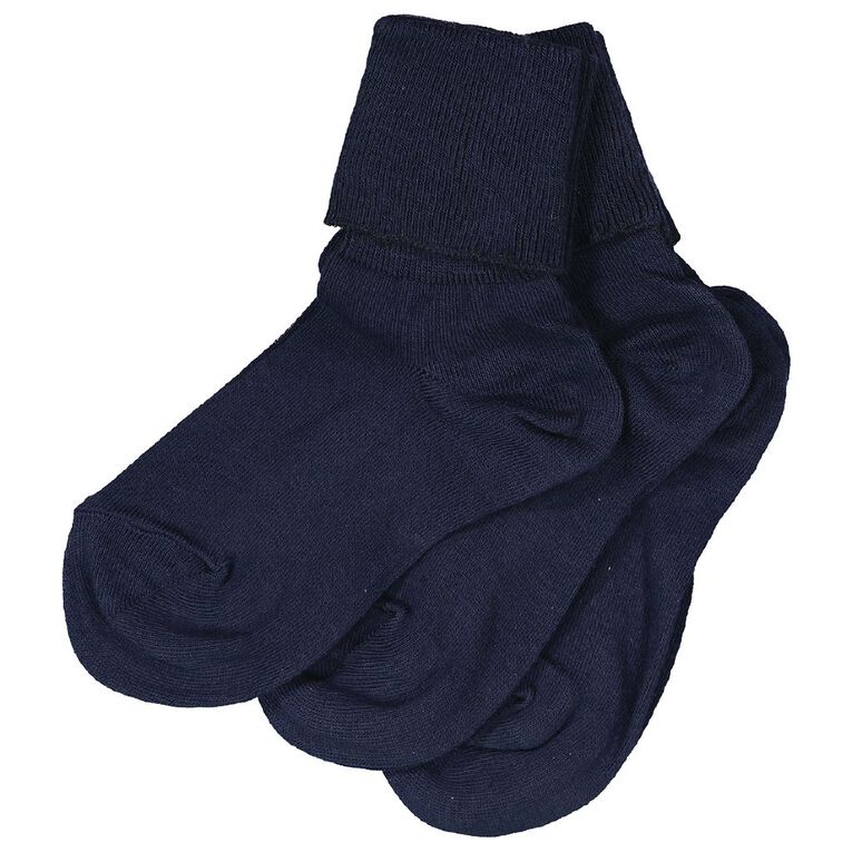Schooltex Cotton Socks 3 Pack, Navy, hi-res