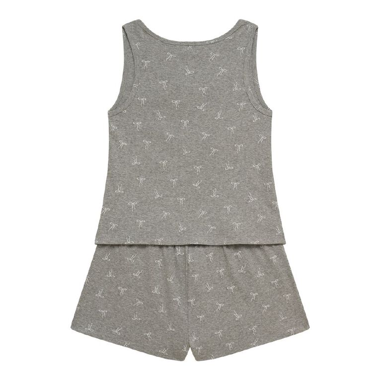 H&H Girls' Tank and Short Pyjama Set, Grey Mid, hi-res