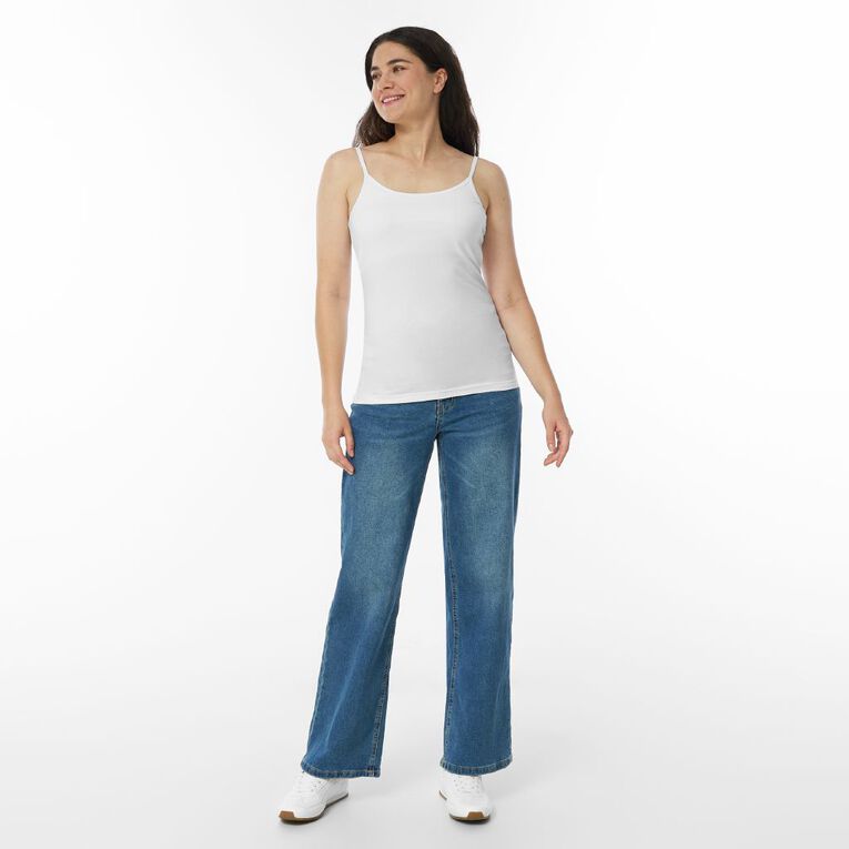 H&H Women's Essential Stretch Shelf Bra Cami, White, hi-res
