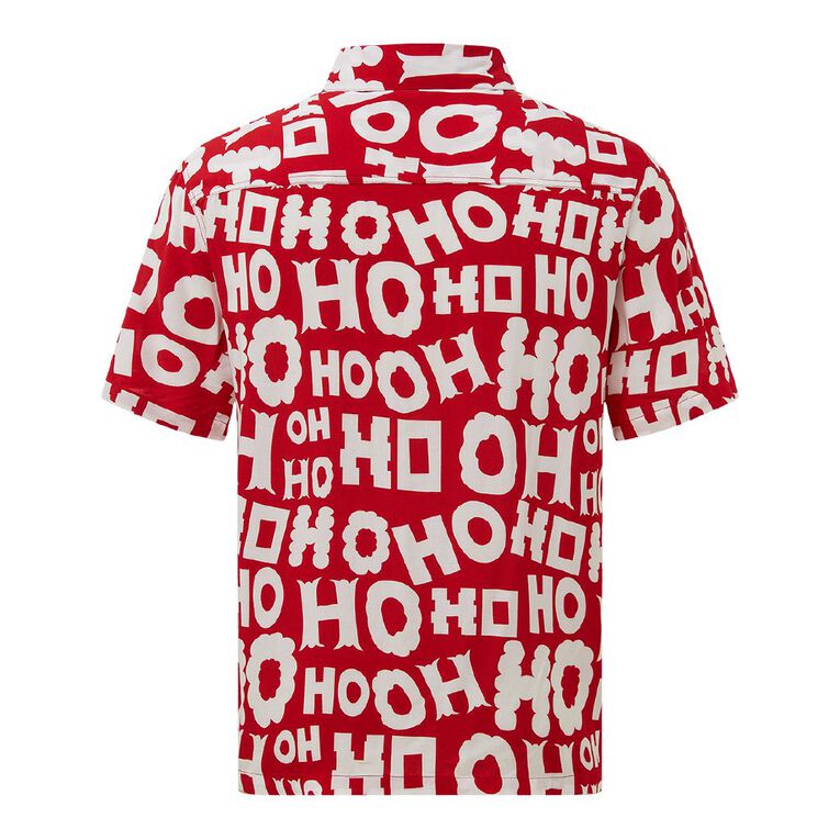 H&H Men's Short Sleeve Printed Shirt, Red Dark, hi-res